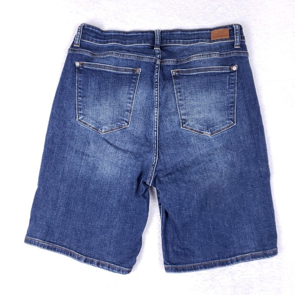 Judy Blue Button Fly Bermuda Denim Shorts 2XL Blue Stretch High Rise - Picture 8 of 9